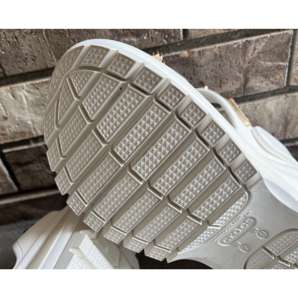 Crocs Mega Crush Women's 9 Men's 7 Platform Sandals - White w/ Jibbitz Charms - Picture 16 of 16